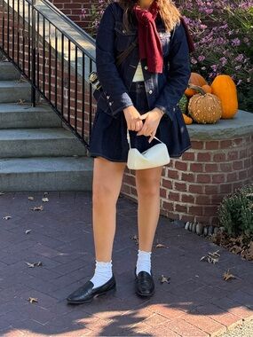 Pleated denim skirt